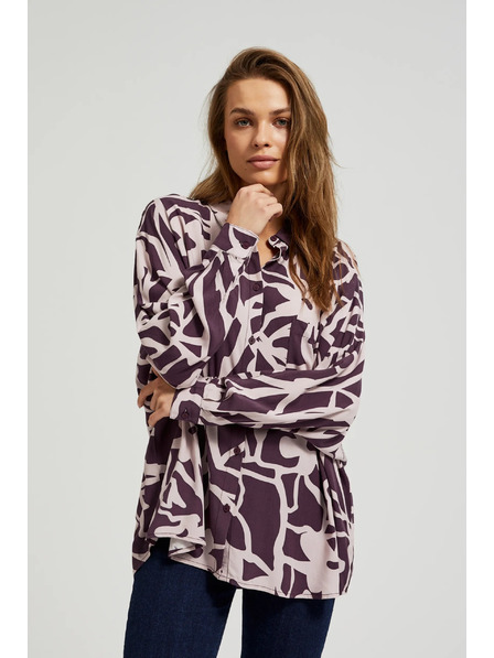 Moodo Viskózová košile se vzorem fialová Moodo