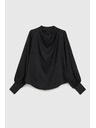 Moodo Elegantní košile černá s nabíranými rukávy Moodo