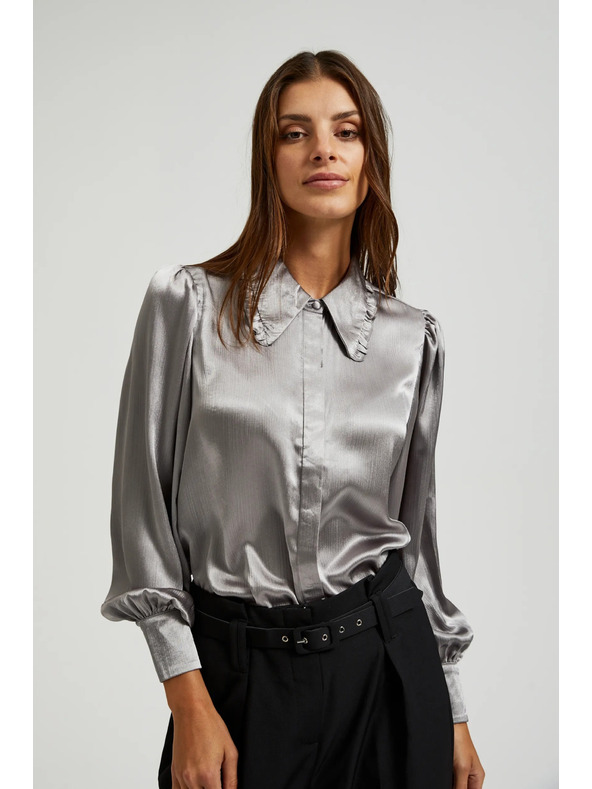 Moodo Stříbrná košile s nabíranými rukávy Moodo