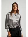 Moodo Stříbrná košile s nabíranými rukávy Moodo