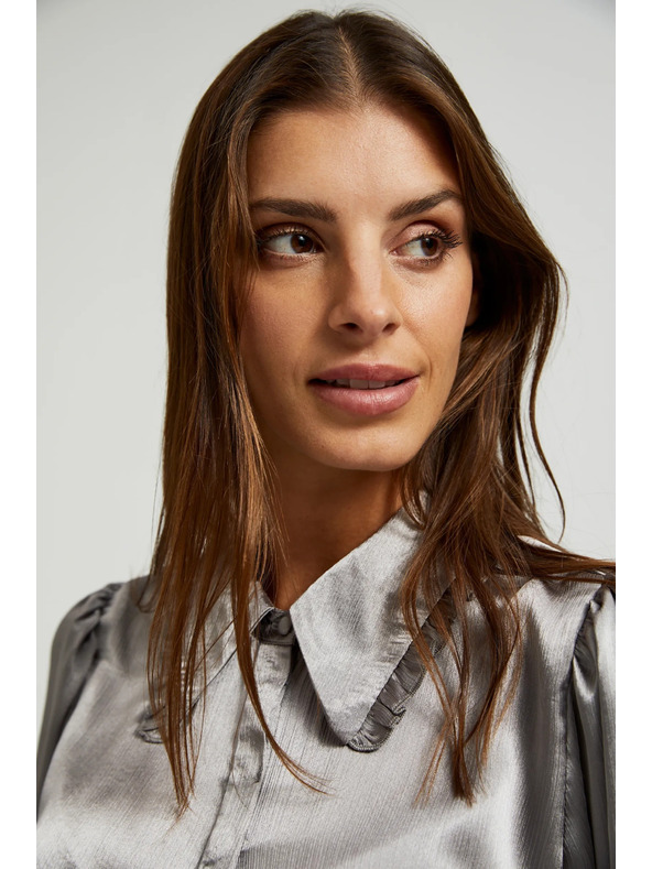 Moodo Stříbrná košile s nabíranými rukávy Moodo