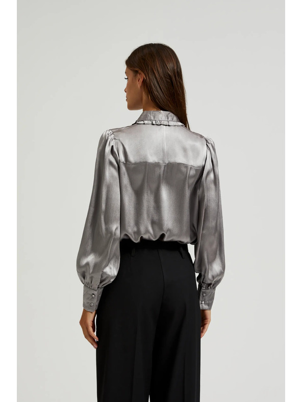 Moodo Stříbrná košile s nabíranými rukávy Moodo