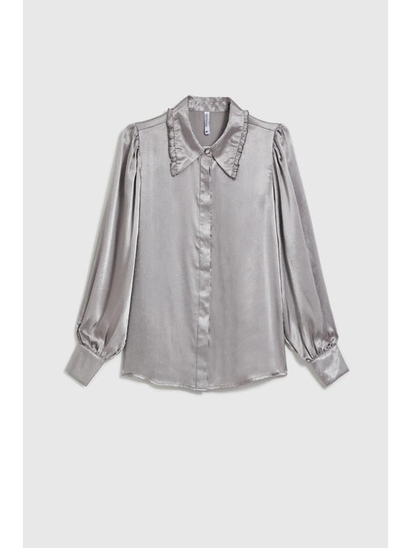 Moodo Stříbrná košile s nabíranými rukávy Moodo