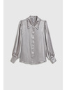 Moodo Stříbrná košile s nabíranými rukávy Moodo