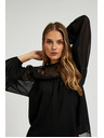 Moodo Černá košile s ozdobným výstřihem Moodo