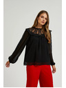 Moodo Černá košile s ozdobným výstřihem Moodo