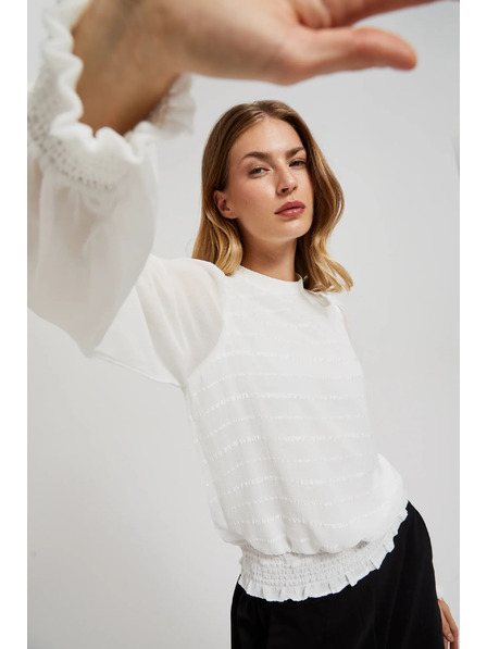 Moodo Elegantní košile bílá s nabíranými rukávy Moodo