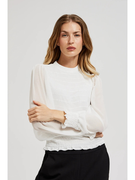 Moodo Elegantní košile bílá s nabíranými rukávy Moodo