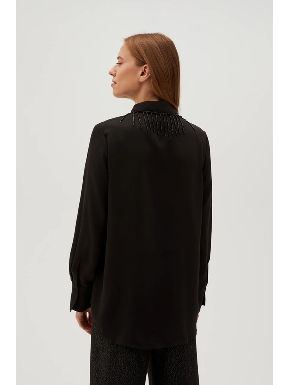 Moodo Černá halenka s ručně přišívanými korálky Moodo