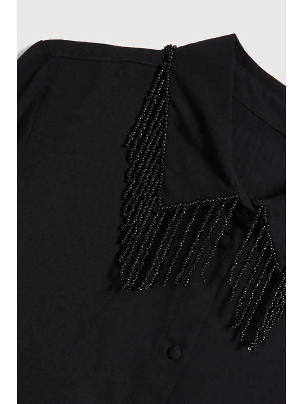 Moodo Černá halenka s ručně přišívanými korálky Moodo