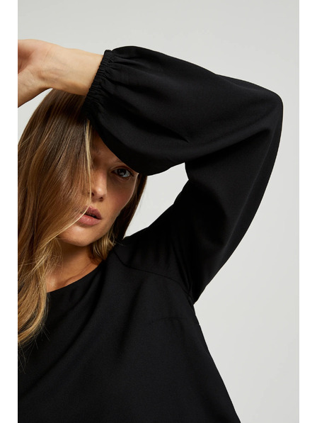 Moodo Černá košile s krajkou a nadýchnutými rukávy Moodo