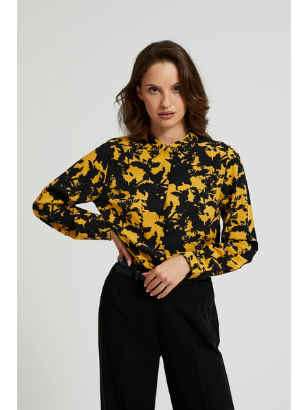 Moodo Viskózová košile s potiskem a límečkem žlutá Moodo