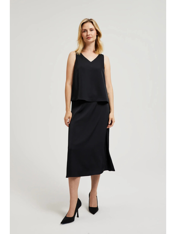 Moodo Hladká košile s výstřihem do véčka černá Moodo