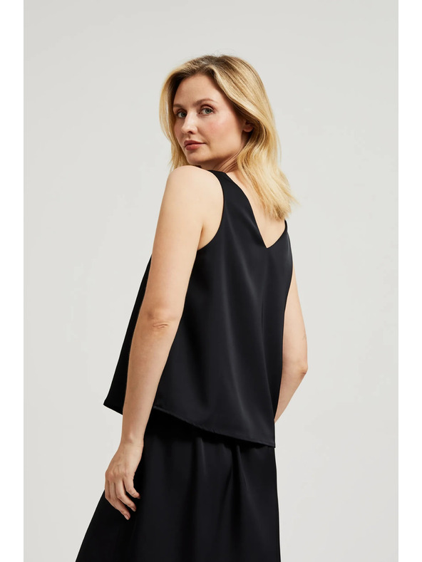 Moodo Hladká košile s výstřihem do véčka černá Moodo