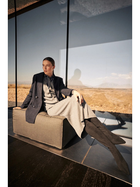 Moodo Úpletová midi sukně šedá Moodo