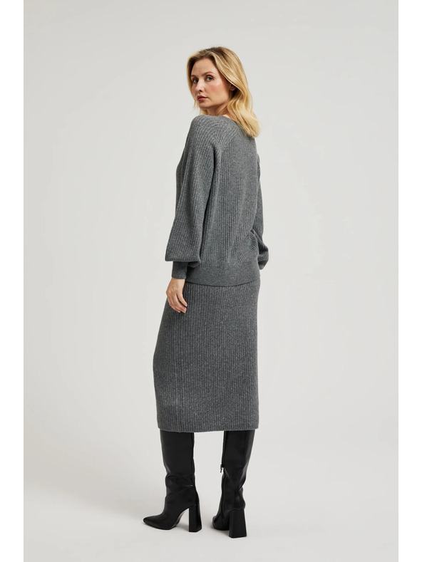 Moodo Úpletová midi sukně šedá Moodo