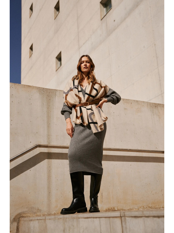 Moodo Úpletová midi sukně šedá Moodo