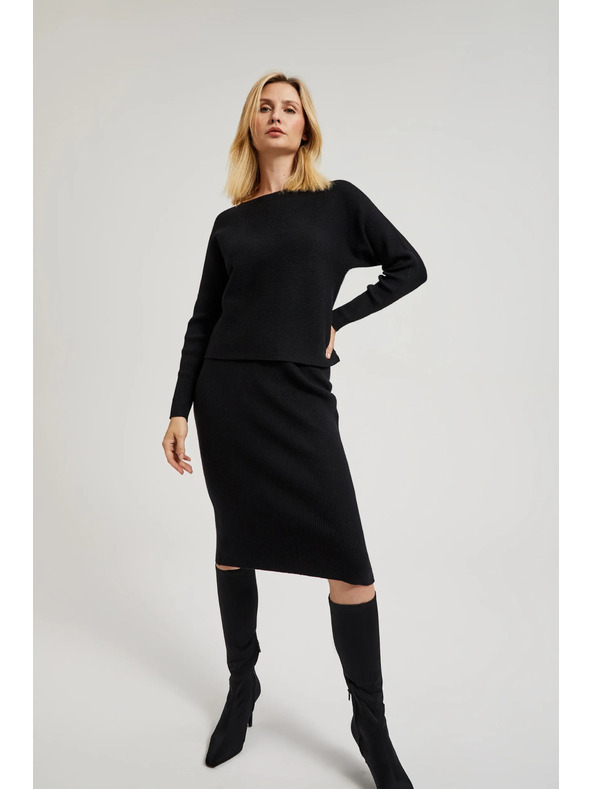 Moodo Pletená černá tužková sukně Moodo