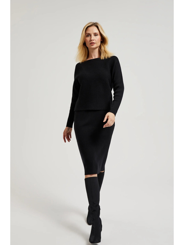 Moodo Pletená černá tužková sukně Moodo