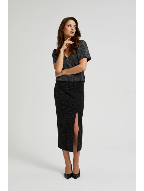 Moodo Midi sukně s rozparkem černá Moodo