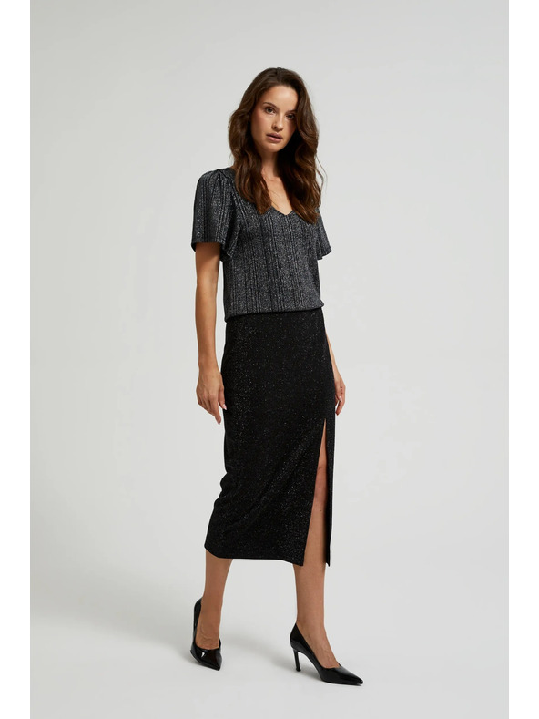 Moodo Midi sukně s rozparkem černá Moodo