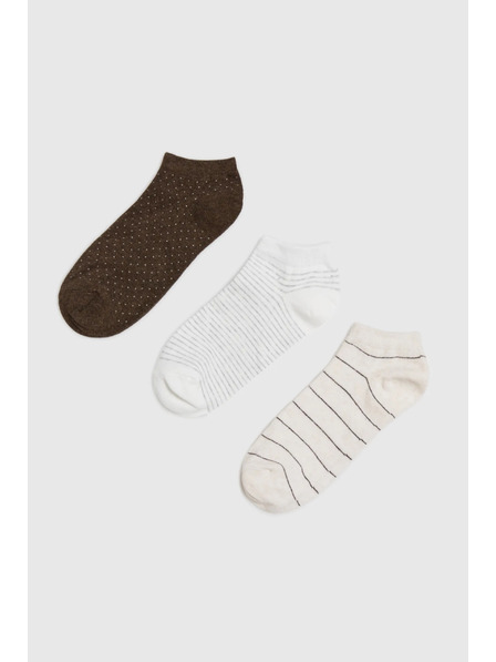 Moodo 3pack ponožek hnědý béžový pruhovaný Moodo