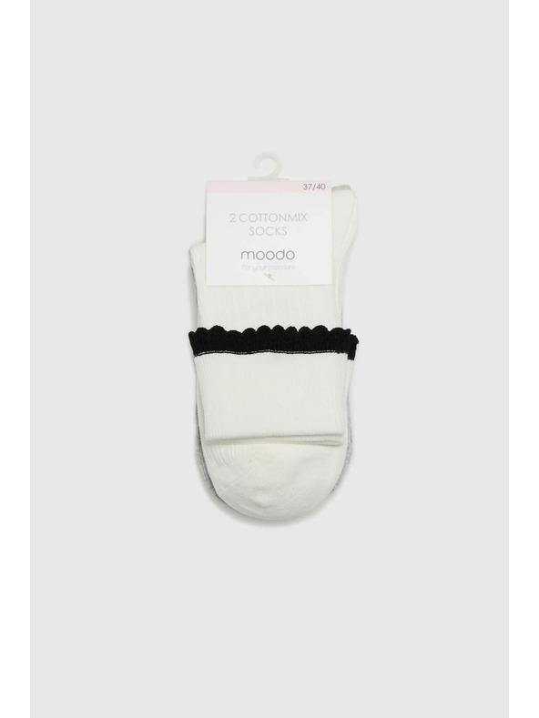 Moodo 2 pack dlouhých ponožek šedá bílá Moodo