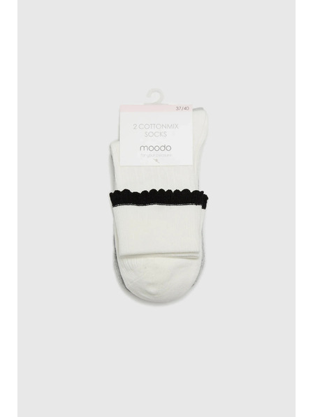 Moodo 2 pack dlouhých ponožek šedá bílá Moodo