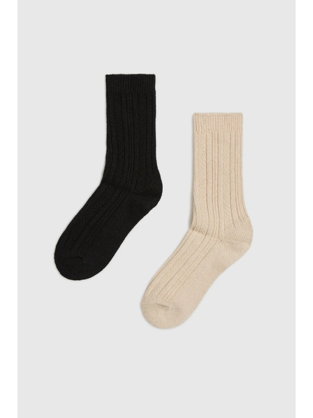 Moodo 2 pack dlouhých ponožek černá béžová Moodo