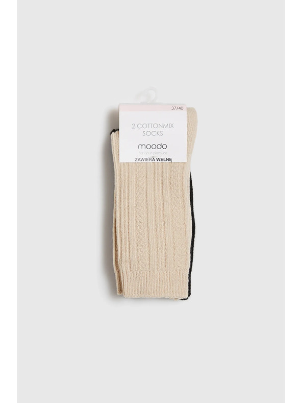 Moodo 2 pack dlouhých ponožek černá béžová Moodo