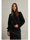 Moodo Svetr zdobený korálky černý Moodo