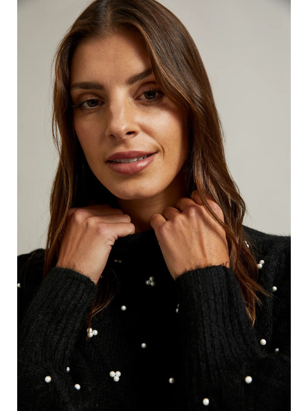 Moodo Svetr zdobený korálky černý Moodo