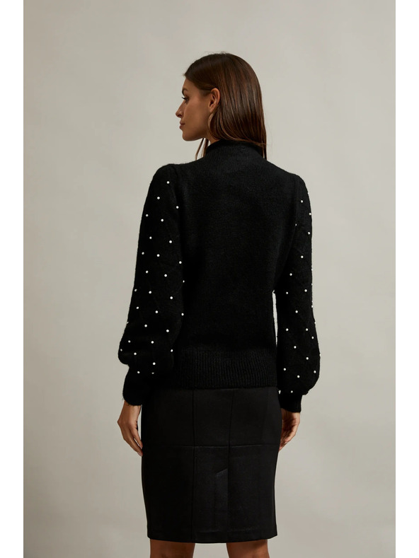 Moodo Svetr zdobený korálky černý Moodo