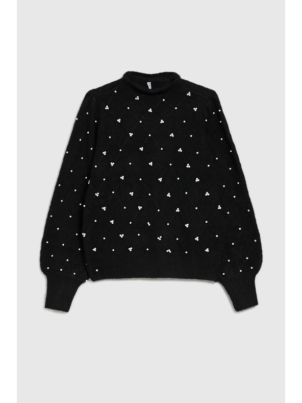 Moodo Svetr zdobený korálky černý Moodo