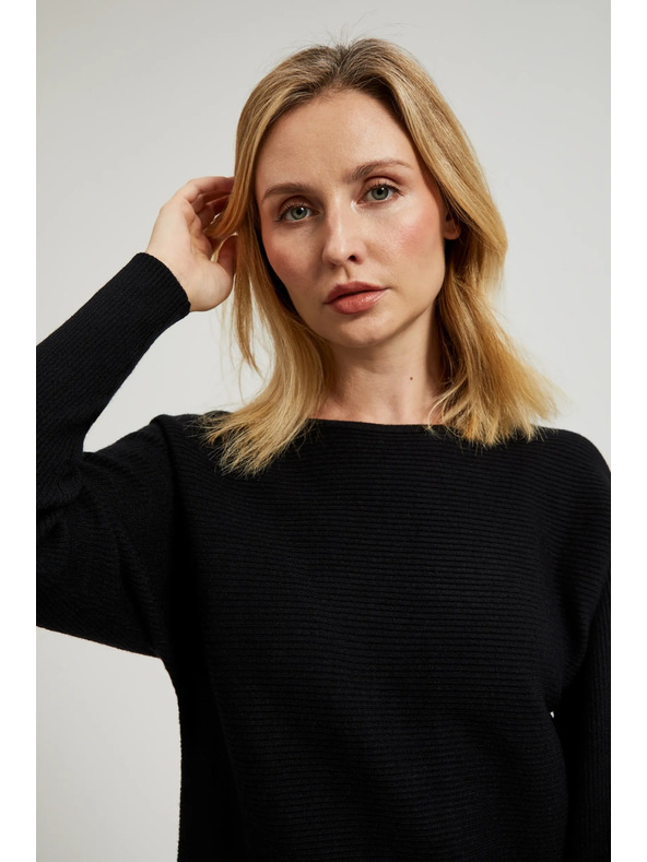 Moodo Černý svetr netopýří střih Moodo