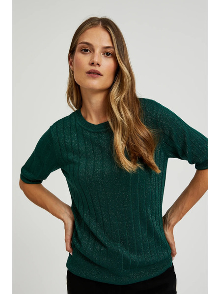 Moodo Viskózový svetr s metalickým vláknem zelený Moodo