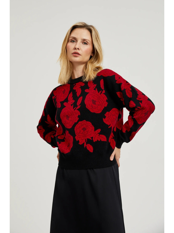 Moodo Černý svetr s potiskem Moodo