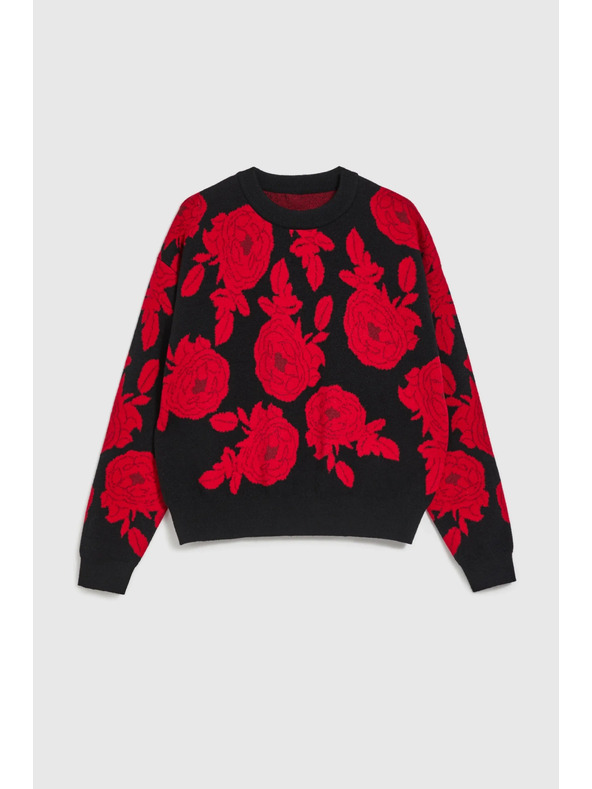 Moodo Černý svetr s potiskem Moodo