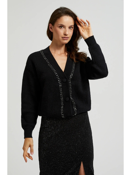 Moodo Černý kardigan zdobený korálky Moodo