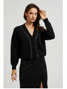 Moodo Černý kardigan zdobený korálky Moodo