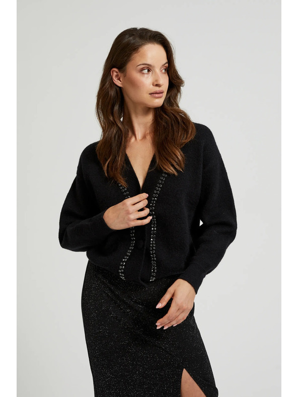Moodo Černý kardigan zdobený korálky Moodo