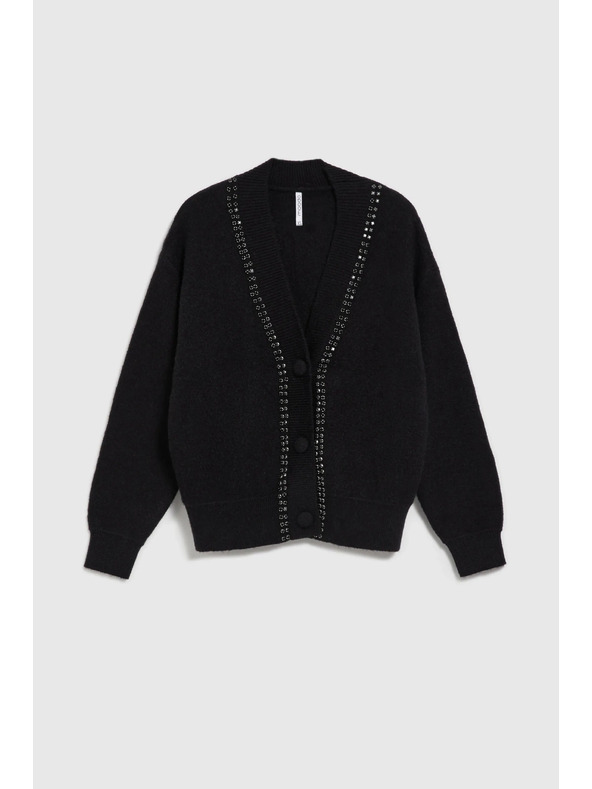 Moodo Černý kardigan zdobený korálky Moodo