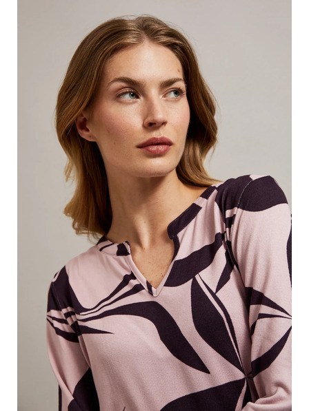 Moodo Svetr s geometrickým vzorem růžový Moodo