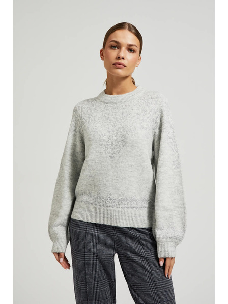 Moodo Svetr zdobený lesklou nití šedý Moodo