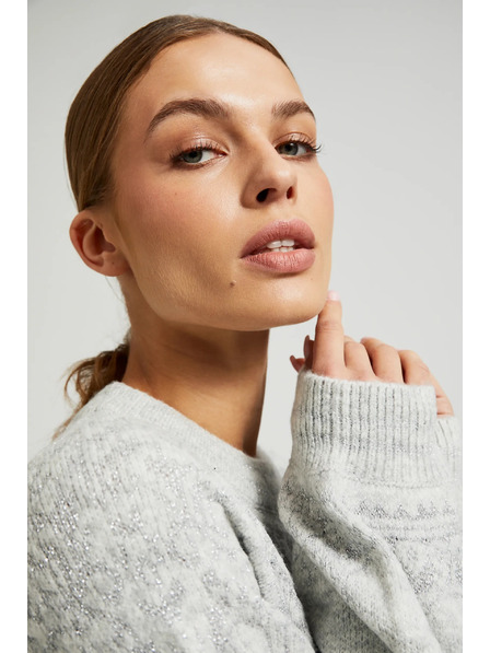 Moodo Svetr zdobený lesklou nití šedý Moodo