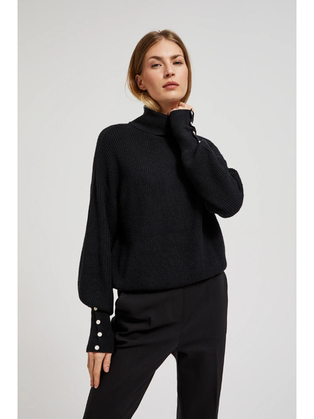 Moodo Svetr s rolákem a nadýchnutými rukávy černý Moodo