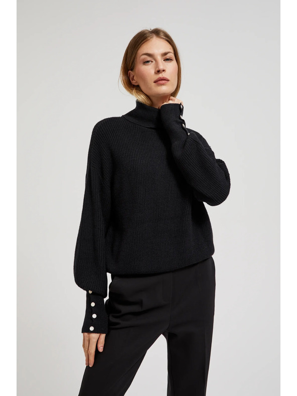 Moodo Svetr s rolákem a nadýchnutými rukávy černý Moodo