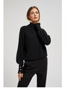 Moodo Svetr s rolákem a nadýchnutými rukávy černý Moodo