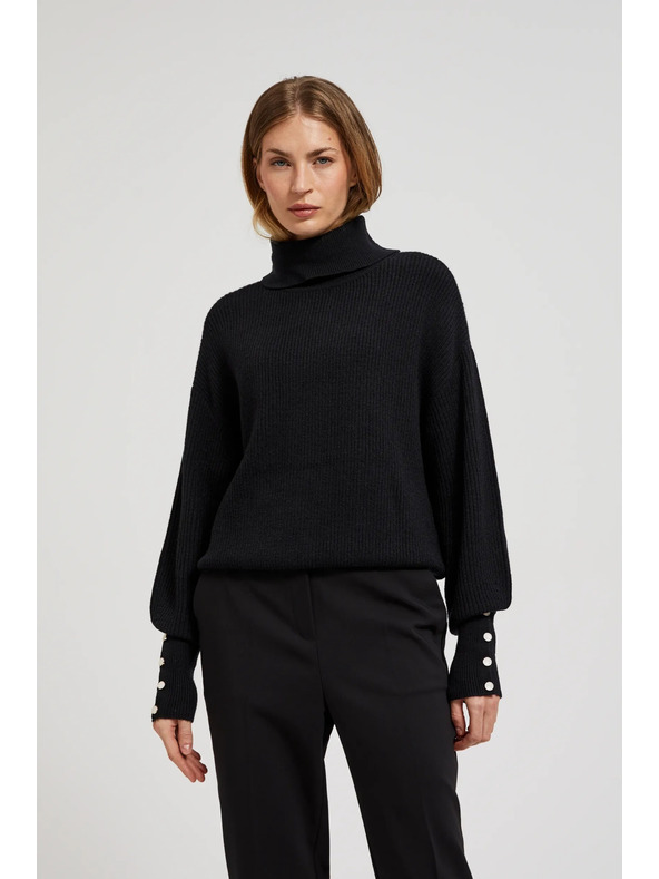 Moodo Svetr s rolákem a nadýchnutými rukávy černý Moodo