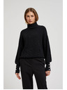 Moodo Svetr s rolákem a nadýchnutými rukávy černý Moodo